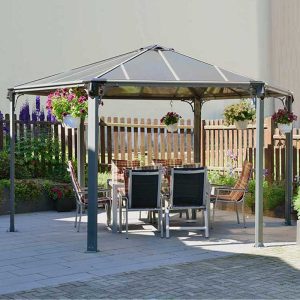 15x13 Palram Canopia Monaco Grey Hexagon Garden Gazebo by Buy Sheds Direct