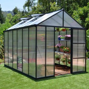 8'x12' Palram Canopia Glory Grey Large Polycarbonate Greenhouse (2.4x3.6m) by Buy Sheds Direct