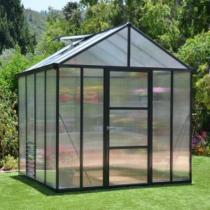 8'x8' Palram Canopia Glory Grey Walk In Polycarbonate Greenhouse (2.4x2.4m) by Buy Sheds Direct