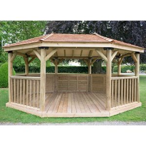 17'x12' (5.1x3.6m) Premium Wooden Garden Gazebo with New England Cedar Roof - Seats up to 22 people by Buy Sheds Direct