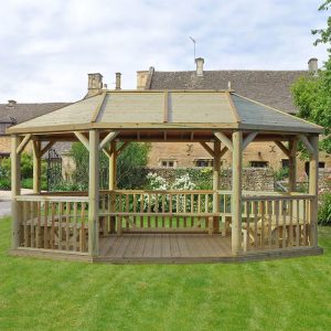 20'x15' (6x4.7m) Premium Wooden Garden Gazebo with Timber Roof - Seats up to 27 people by Buy Sheds Direct