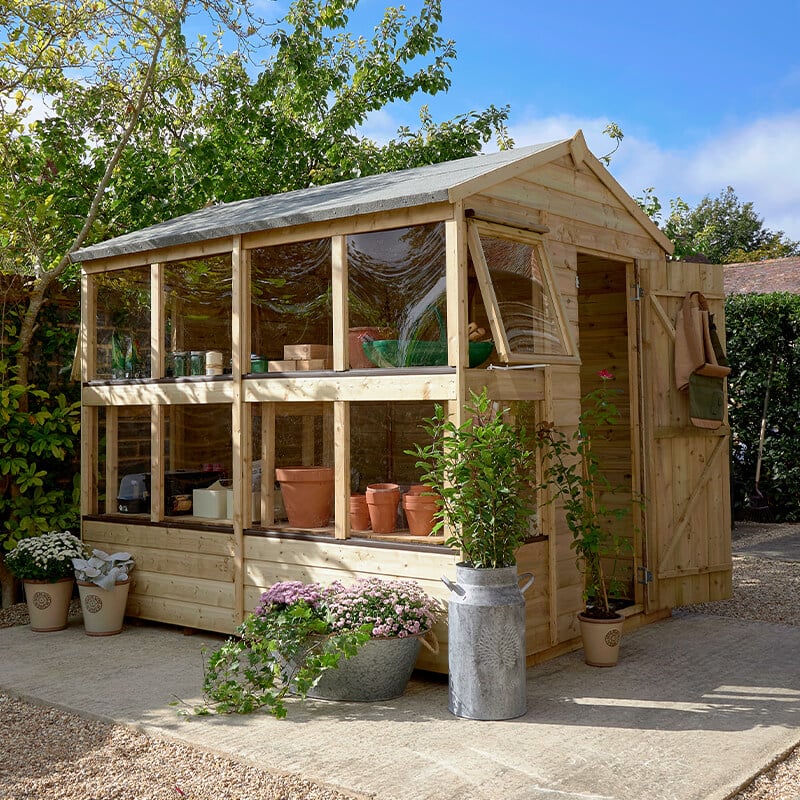 8' x 6' Forest 25yr Guarantee Shiplap Pressure Treated Potting Shed (2.42m x 1.99m) by Buy Sheds Direct