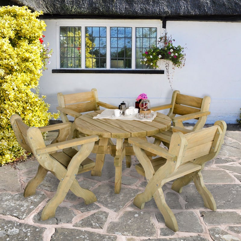 Forest Grizedale Circular Wooden Garden Table 4'x4' (1.2x1.2m) by Buy Sheds Direct