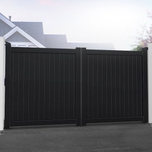 Devon Premium Metal Driveway Double Gates - Black by Buy Sheds Direct