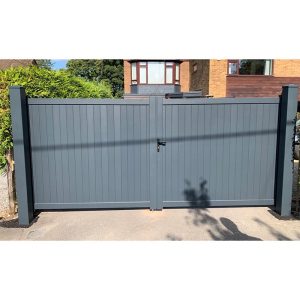 Devon Premium Metal Driveway Double Gates - Grey by Buy Sheds Direct