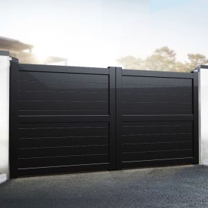 Exeter Premium Metal Driveway Double Gates - Black by Buy Sheds Direct