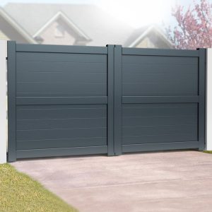 Exeter Premium Metal Driveway Double Gates - Grey by Buy Sheds Direct