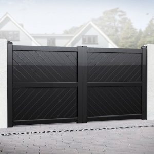 Barnstaple Premium Metal Driveway Double Gates - Black by Buy Sheds Direct