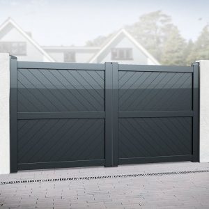 Barnstaple Premium Metal Driveway Double Gates - Grey by Buy Sheds Direct