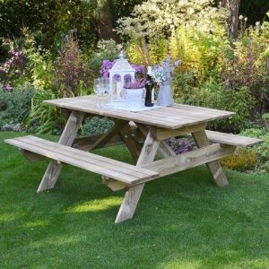Forest Small Rectangular Wooden Garden Picnic Table 5'x5' (1.5x1.5m) by Buy Sheds Direct