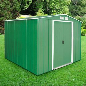 8' x 8' Sapphire Apex Green Metal Shed (2.62m x 2.42m) by Buy Sheds Direct