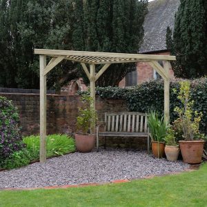 Forest Slatted Wooden Corner Pergola 9'7 x 4'9 (2.9m x 1.5m) by Buy Sheds Direct