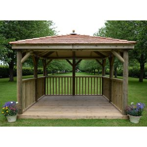 11'x11' (3.5x3.5m) Square Wooden Garden Gazebo with New England Cedar Roof by Buy Sheds Direct