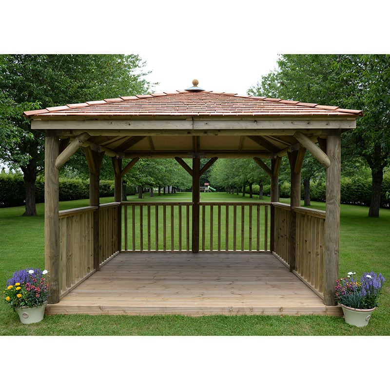 11'x11' (3.5x3.5m) Square Wooden Garden Gazebo with New England Cedar Roof by Buy Sheds Direct