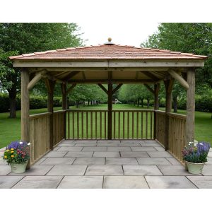 11'x11' (3.5x3.5m) Square Wooden Garden Gazebo with New England Cedar Roof by Buy Sheds Direct