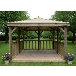 11'x11' (3.5x3.5m) Square Wooden Garden Gazebo with Traditional Timber Roof by Buy Sheds Direct