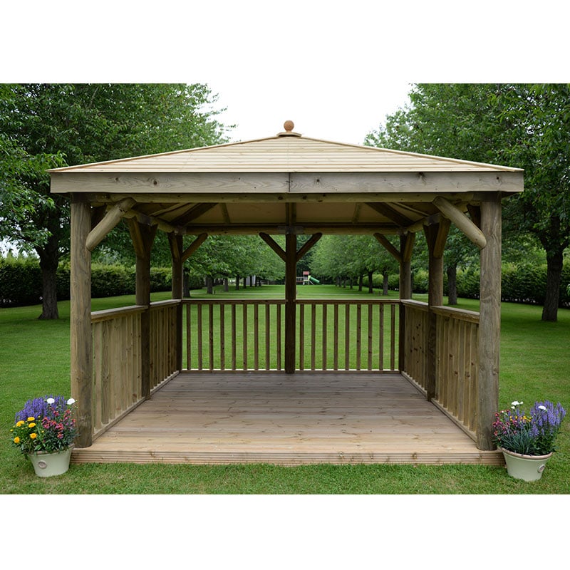 11'x11' (3.5x3.5m) Square Wooden Garden Gazebo with Traditional Timber Roof by Buy Sheds Direct