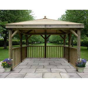 11'x11' (3.5x3.5m) Square Wooden Garden Gazebo with Timber Roof by Buy Sheds Direct