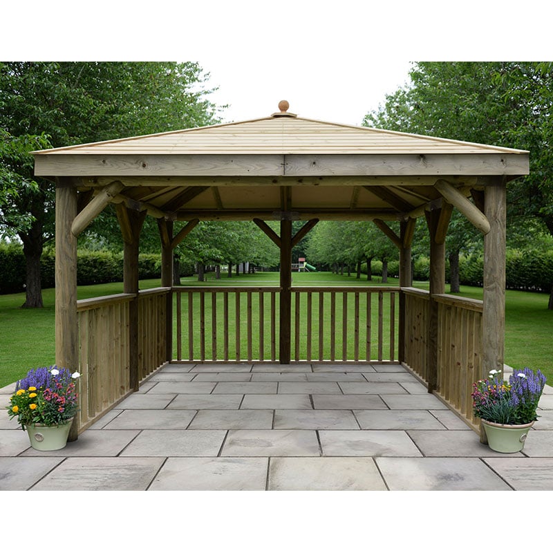 11'x11' (3.5x3.5m) Square Wooden Garden Gazebo with Timber Roof by Buy Sheds Direct