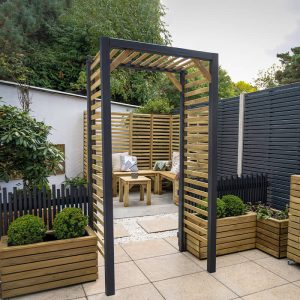 Forest Contemporary Slatted Garden Arch 3'8 x 2'5 by Buy Sheds Direct