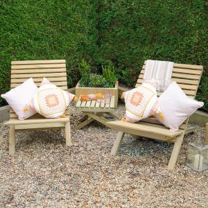 Forest Slatted Wooden Garden Table and Chairs Set 2'3 x 3'11 (0.68m x 1.19m) by Buy Sheds Direct