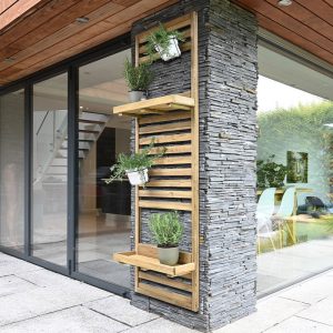 5'11 Forest Slatted Tall Wall Planter - 2 Shelves (0.6m x 0.18m) by Buy Sheds Direct