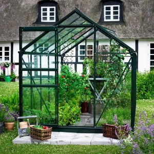 6'x8' Halls Green Frame Large Paned Toughened Glass Greenhouse (1.92x2.56m) by Buy Sheds Direct