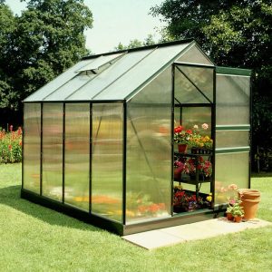 6'x8' Halls Green Frame Polycarbonate Greenhouse (1.92x2.56m) by Buy Sheds Direct