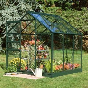 6'4 x 6'5 Green Frame Halls Popular 66 Small Greenhouse (1.93 x 1.95m) by Buy Sheds Direct
