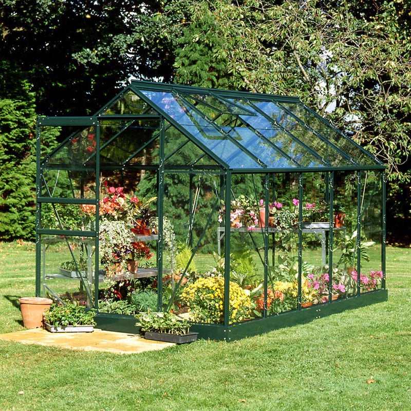 6'x10' Halls Green Frame Large Paned Toughened Glass Greenhouse (3.19x1.92m) by Buy Sheds Direct