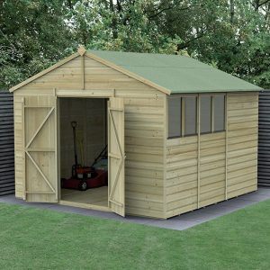 10' x 10' Forest Beckwood 25yr Guarantee Shiplap Pressure Treated Double Door Apex Wooden Shed (3.21m x 3.01m) by Buy Sheds Direct