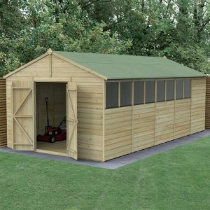 20' x 10' Forest Beckwood 25yr Guarantee Shiplap Pressure Treated Double Door Apex Wooden Shed (5.96m x 3.21m) by Buy Sheds Direct
