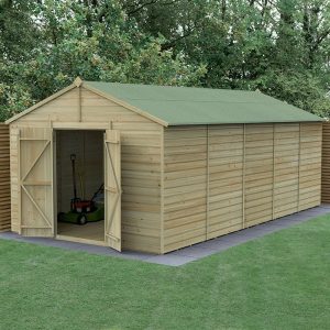 20' x 10' Forest Beckwood 25yr Guarantee Shiplap Pressure Treated Windowless Double Door Apex Wooden Shed (5.96m x 3.21m) by Buy Sheds Direct