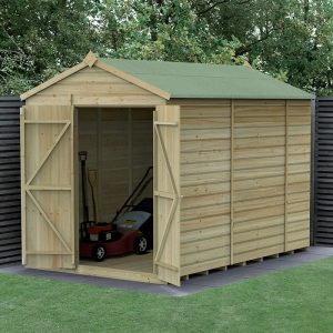 10' x 6' Forest Beckwood 25yr Guarantee Shiplap Pressure Treated Windowless Double Door Apex Wooden Shed (3.01m x 1.99m) by Buy Sheds Direct