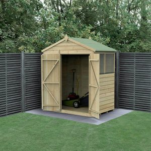 6' x 4' Forest Beckwood 25yr Guarantee Shiplap Pressure Treated Double Door Apex Wooden Shed (1.99m x 1.23m) by Buy Sheds Direct