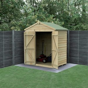 6' x 4' Forest Beckwood 25yr Guarantee Shiplap Pressure Treated Windowless Double Door Apex Wooden Shed (1.88m x 1.34m) by Buy Sheds Direct