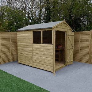 8' x 6' Forest Beckwood 25yr Guarantee Shiplap Pressure Treated Double Door Apex Wooden Shed (2.42m x 1.99m) by Buy Sheds Direct
