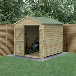 8' x 6' Forest Beckwood 25yr Guarantee Shiplap Pressure Treated Windowless Double Door Apex Wooden Shed (2.42m x 1.99m) by Buy Sheds Direct