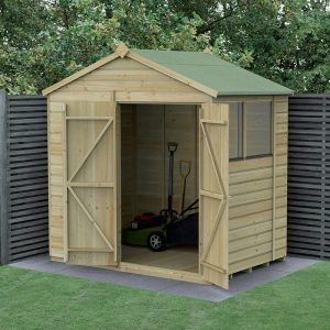 7' x 5' Forest Beckwood 25yr Guarantee Shiplap Pressure Treated Double Door Apex Wooden Shed (2.28m x 1.53m) by Buy Sheds Direct