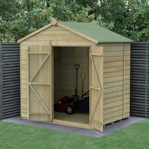 7' x 5' Forest Beckwood 25yr Guarantee Shiplap Pressure Treated Windowless Double Door Apex Wooden Shed (2.28m x 1.53m) by Buy Sheds Direct