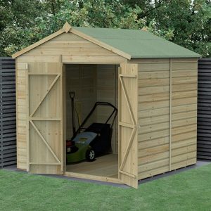 7' x 7' Forest Beckwood 25yr Guarantee Shiplap Pressure Treated Windowless Double Door Apex Wooden Shed (2.28m x 2.12m) by Buy Sheds Direct