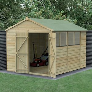 10' x 8' Forest Beckwood 25yr Guarantee Shiplap Pressure Treated Double Door Apex Wooden Shed (3.01m x 2.61m) by Buy Sheds Direct