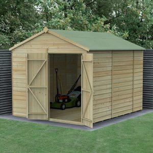 10' x 8' Forest Beckwood 25yr Guarantee Shiplap Pressure Treated Windowless Double Door Apex Wooden Shed (3.01m x 2.61m) by Buy Sheds Direct