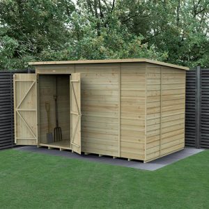10' x 6' Forest Beckwood 25yr Guarantee Shiplap Pressure Treated Windowless Double Door Pent Wooden Shed (3.11m x 2.05m) by Buy Sheds Direct
