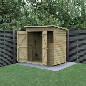 6' x 4' Forest Beckwood 25yr Guarantee Shiplap Pressure Treated Double Door Pent Wooden Shed (1.98m x 1.4m) by Buy Sheds Direct