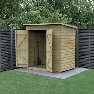 6' x 4' Forest Beckwood 25yr Guarantee Shiplap Pressure Treated Windowless Double Door Pent Wooden Shed (1.98m x 1.4m) by Buy Sheds Direct