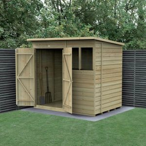 7' x 5' Forest Beckwood 25yr Guarantee Shiplap Pressure Treated Double Door Pent Wooden Shed (2.26m x 1.7m) by Buy Sheds Direct