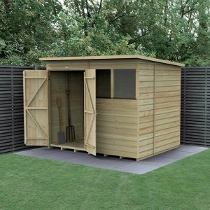 8' x 6' Forest Beckwood 25yr Guarantee Shiplap Pressure Treated Double Door Pent Wooden Shed (2.52m x 2.05m) by Buy Sheds Direct