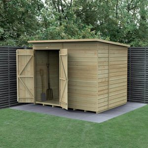 8' x 6' Forest Beckwood 25yr Guarantee Shiplap Pressure Treated Windowless Double Door Pent Wooden Shed (2.52m x 2.05m) by Buy Sheds Direct