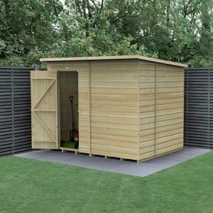 8' x 6' Forest Beckwood 25yr Guarantee Shiplap Pressure Treated Windowless Pent Wooden Shed (2.52m x 2.05m) by Buy Sheds Direct